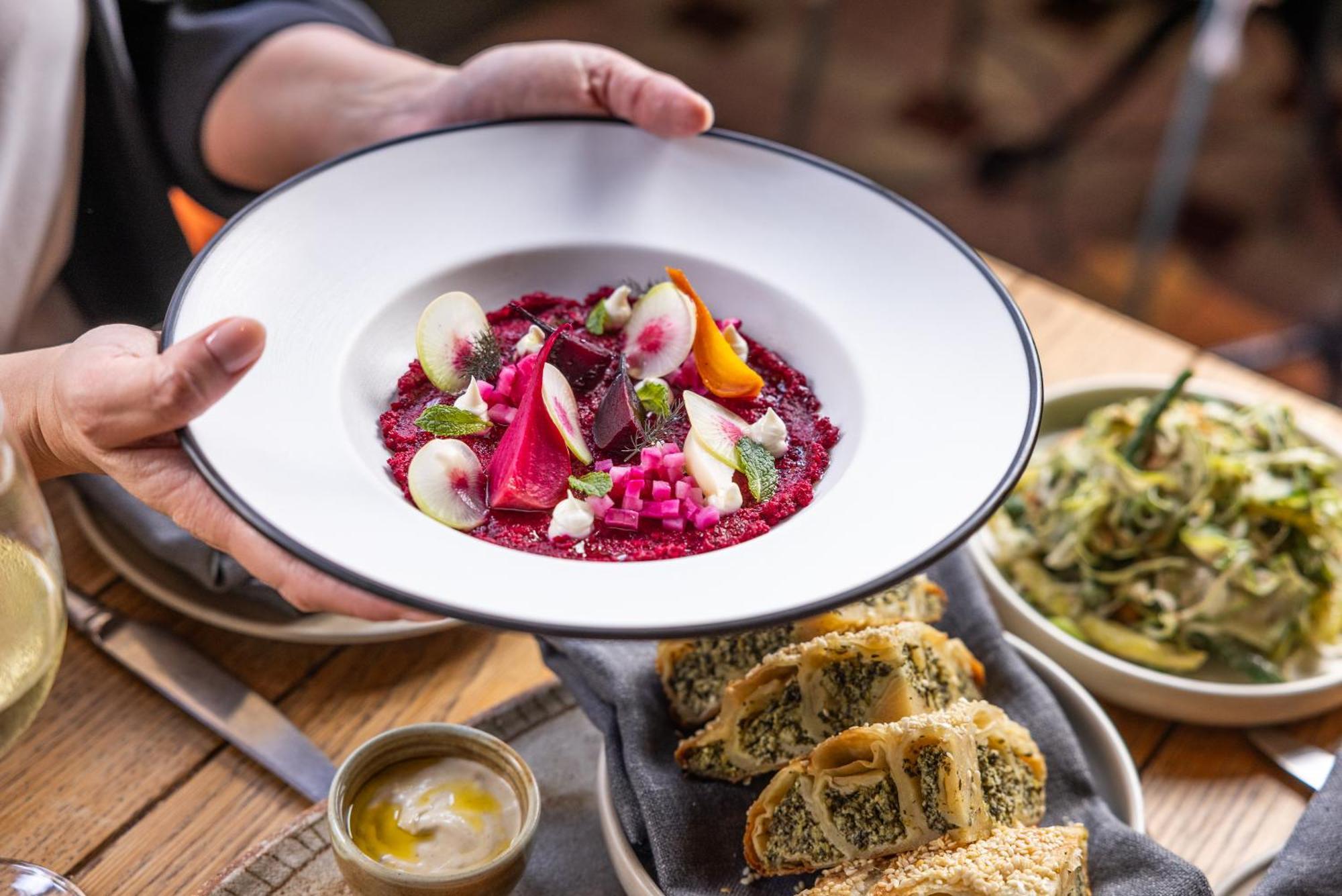 Ovolo The Valley Брисбен Экстерьер фото A plate of beetroot hummus